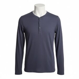 Fabletics XL Navy Blue Henley Top Long Sleeve Activewear‎ Athleisure Comfort